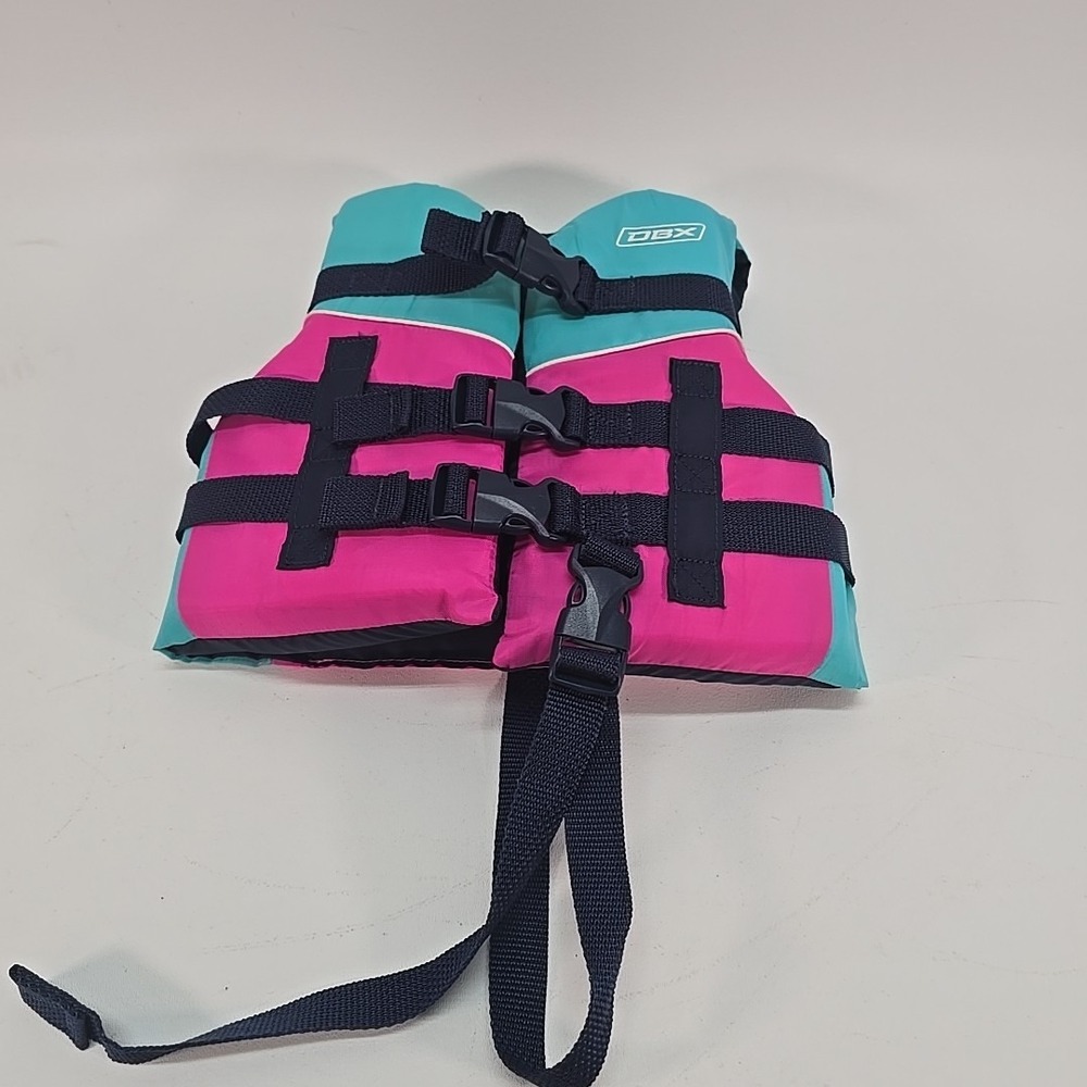 DBX Child Life Jacket Ski Vest Preserver Boating PFD 30-50 Lb, Model 1693C, Used